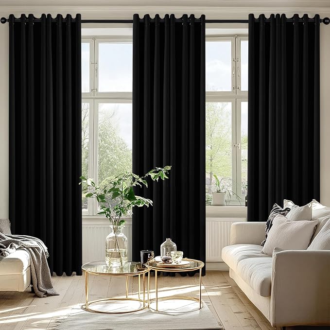 MIULEE Black Blackout Curtains for Bedroom Living Room 84 Inches Long 2 Panels - Image 6