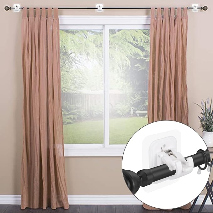 2PCS No Drill Curtain Rod Brackets No Drilling Self Adhesive Curtain Rod Holder - Image 4