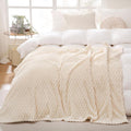Puncuntex Cream White Throw Blanket 90"×90" inches Fuzzy 3D Jacquard Decorative by Puncuntex