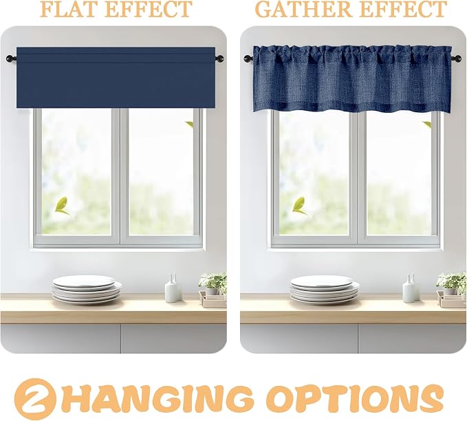 OWENIE Navy Blue Valances for Windows 1 Pcs 22 Inch Length, Light Filtering - Image 4
