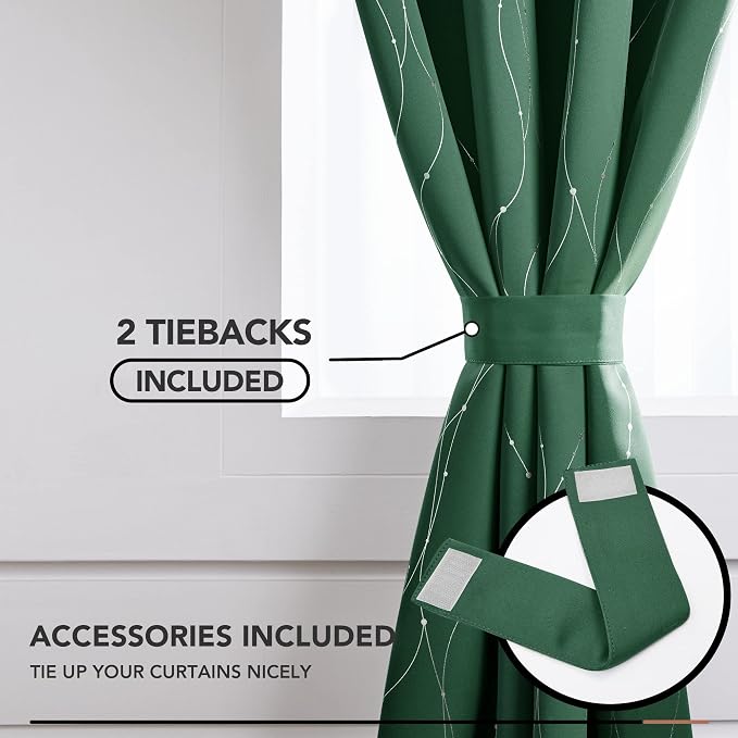 Deconovo Green Curtains, Christmas Blackout Drapes, Thermal Insulated - Image 4