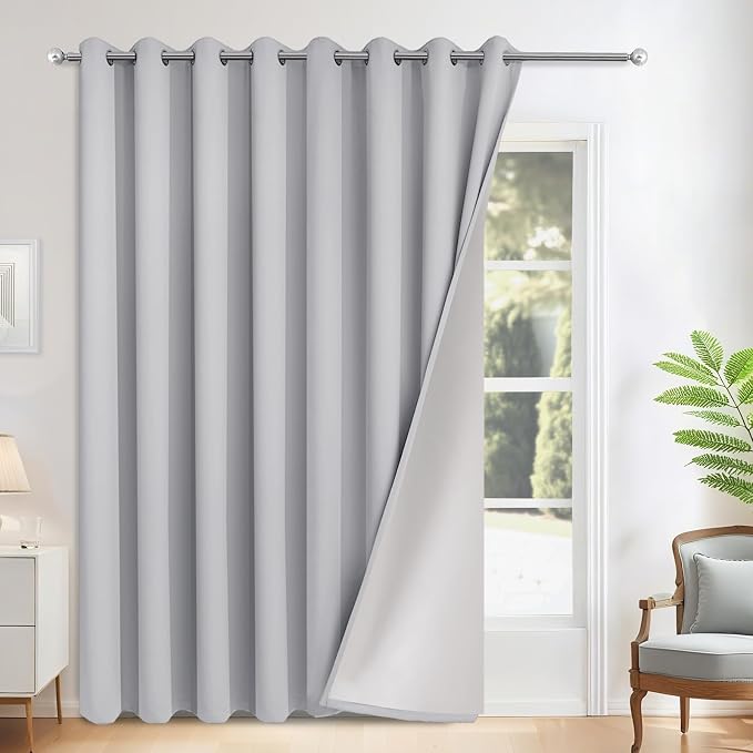 Yakamok Light Grey Room Darkening 100% Blackout Curtains Grommet Extra Wide by Yakamok