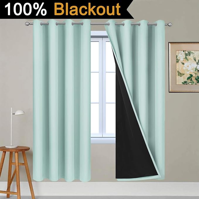 Yakamok 100% Blackout Curtains Energy Saving Thermal Insulated 2 Thick Layers - Image 2