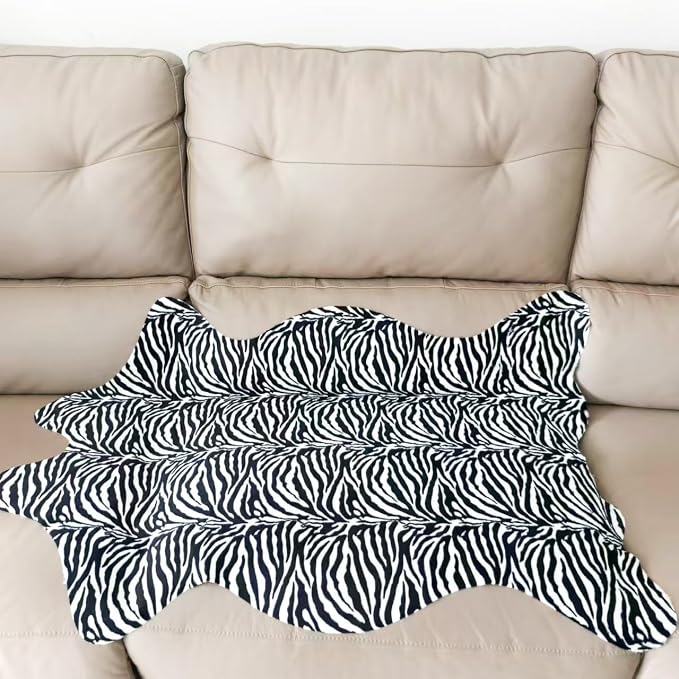 Faux Fur Zebra Animal Print Rug Perfect Throw Area Rug Carpet Floor Mat - Image 3