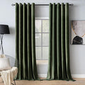 MIULEE Velvet Curtains Olive Green Elegant Grommet Thermal Insulated Soundproof by MIULEE