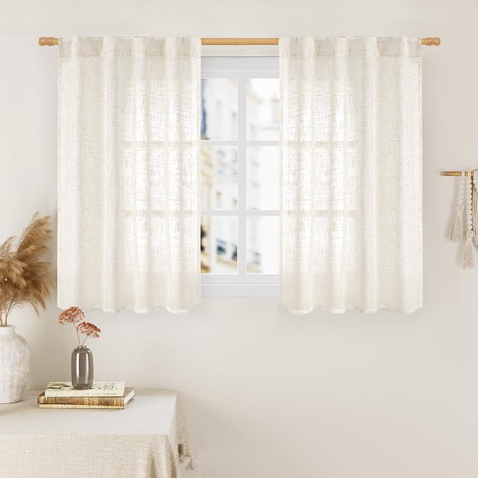 LAMIT Cream Linen Curtains 40 Inch by LAMIT