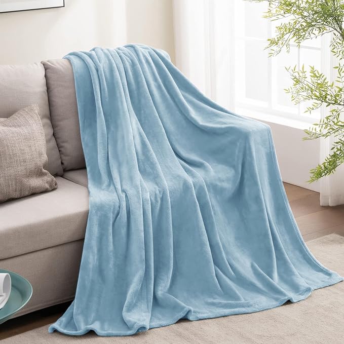 BEDELITE Fleece Blanket Washed Blue Throw Blankets - Image 9