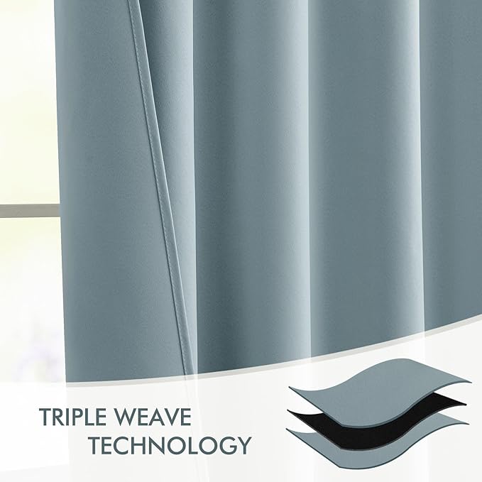 MIULEE Slate Blue Back Tab Blackout Curtain 96 Inch Long 2 Panels Set - Image 7