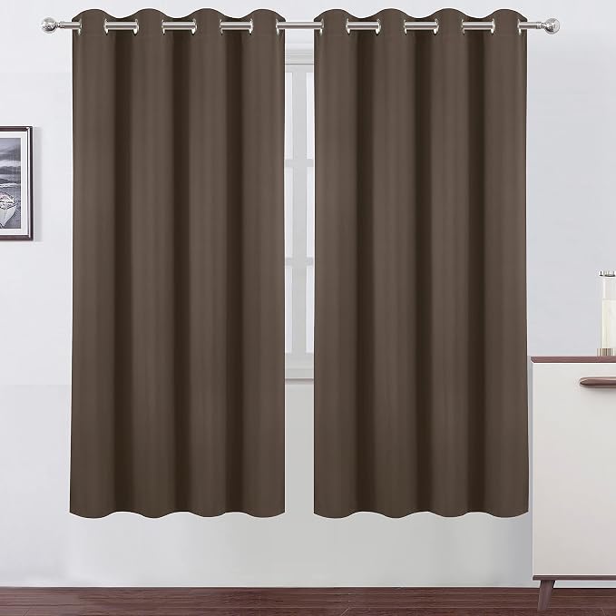 LEMOMO Chocolate Brown Thermal Blackout Curtains/52 x 72 Inch/Set of 2 Panels by Lemomo