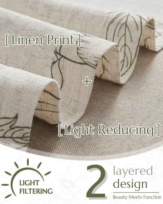 jinchan Linen Floral Valance Curtain - Image 4