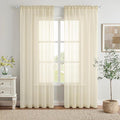 MIULEE 2 Panels Solid Color Light Cream Sheer Window Curtains Elegant Window by MIULEE