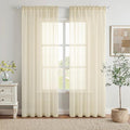 MIULEE Light Cream Sheer Curtains 96 inches Long Window Curtains 2 Panels Solid by MIULEE