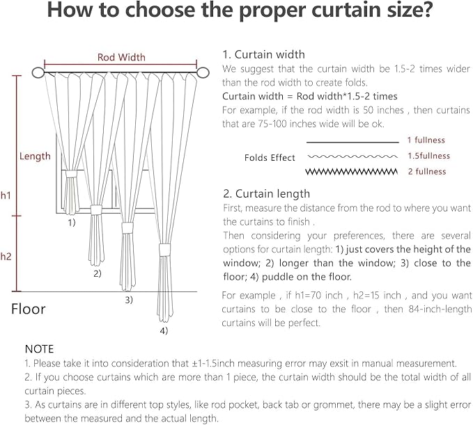 Joydeco Linen Curtains 96 Inch Length 2 Panel Sets, Light Filtering Curtains - Image 5