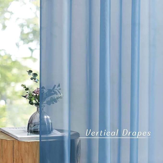 NICETOWN Stone Blue Sheer Curtains 90 Inches Long, Grommet Airy & Lightweight - Image 5