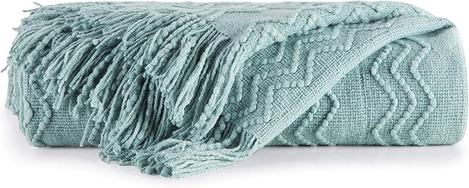 BOURINA Aqua Throw Blanket 60x80 Inches Throw Textured Solid Soft Sofa Throw - Image 6