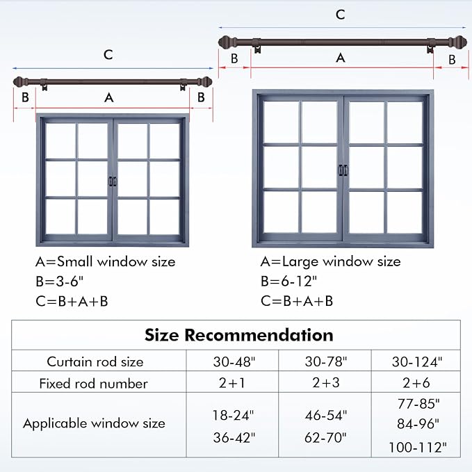 Curtain Rods for Windows 36-48 inch, 5/8 inch Bronze Curtain Rod - Image 4