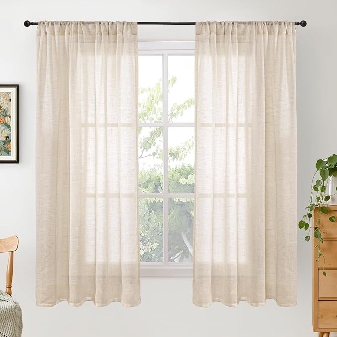 BGment Natural Linen Curtains 63 Inches Long by BGment