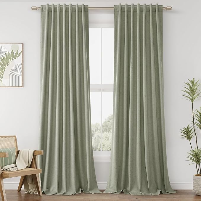 Guken 100% Blackout Linen Curtains 110 Inch Wide by 52 Inch 2 Panels Set by Guken