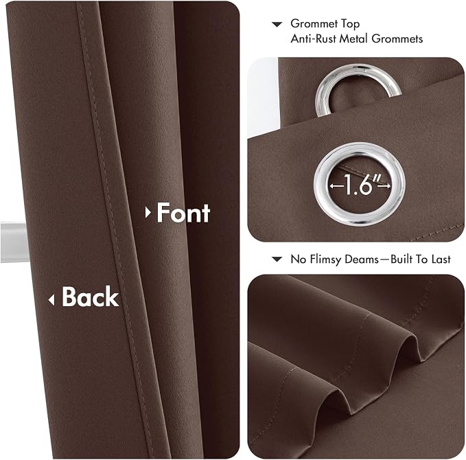 MIULEE Blackout Curtains for Bedroom 2 Panels 40 x 72 Inch Long Dark Brown | - Image 4