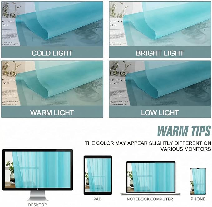 Sheer Curtains 84 Inches Long 2 Panels, Elegant Airy Transparent Light - Image 6