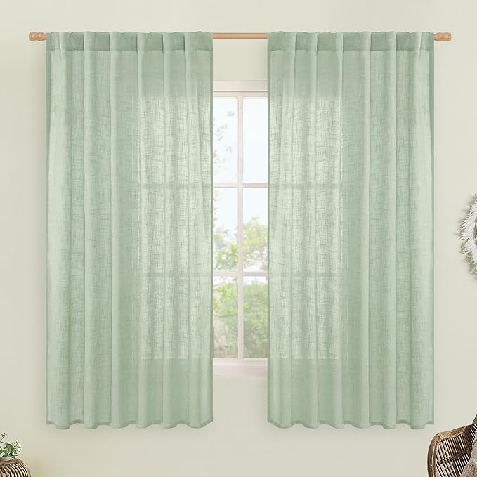 LAMIT Sheer Linen Curtains 63 Inch by LAMIT