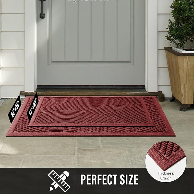 HIYARD Sturdy Front Door Mat, Absorbent Muddy Dirt Resist Welcome Door Mats - Image 6