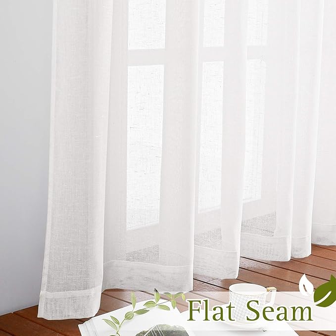 NICETOWN 45 inch Curtains White Semi Sheer, Grommet Light Filtering Window - Image 6