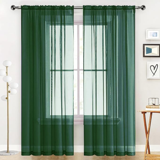SpaceDresser Basic Rod Pocket Sheer Voile Window Curtain Panels White 1 Pair 2 by SpaceDresser