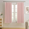 Pinch Pleated Pink Blackout Curtains 63 Inches Long, Sound & Light Reducing by KEQIAOSUOCAI