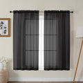 Gwine Black Sheer Curtains for Bedroom 54 inches Long 2 Panels, Light Filtering by Gwine