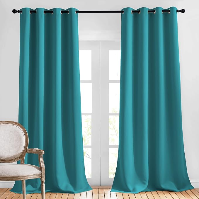NICETOWN Peacock Teal Curtains for Home Office, Grommet Thermal Curtains by NICETOWN