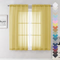 Lecloud Yellow Sheer Curtains 63 Inch Length 2 Panels, Light Filtering Voile by Lecloud
