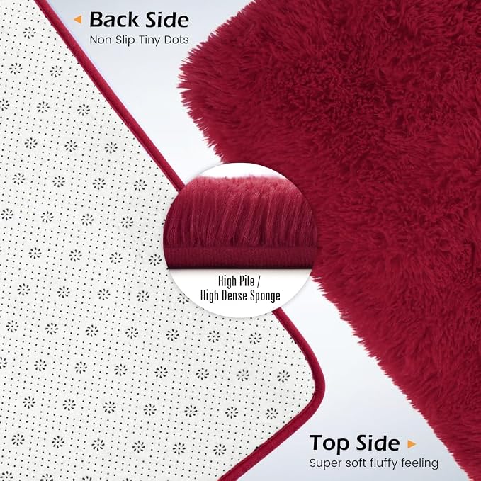 Amearea Shag Fluffy Area Rug for Bedroom Girls Living Room, Extra Soft and - Image 3