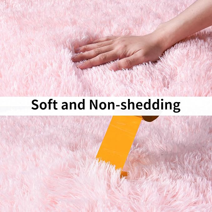 Soft Shag Runner Rugs for Girls Bedroom, 2x6 Pink Fluffy Throw Area Rug Non - Image 6
