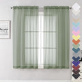 Lecloud Sage Green Sheer Curtains 63 Inch Long 2 Panels, Elegant Voile Drapes by Lecloud
