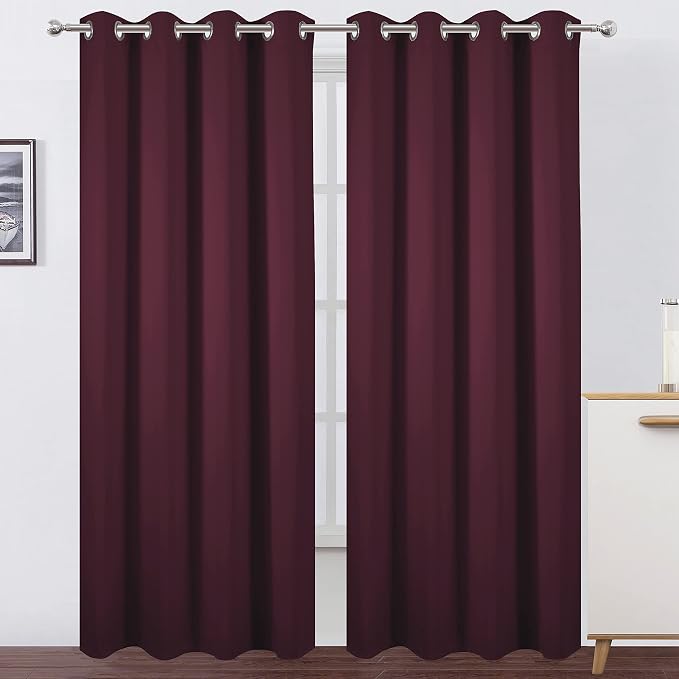 LEMOMO Burgundy Red Thermal Blackout Curtains/52 x 108 Inch/Set of 2 Panels by Lemomo