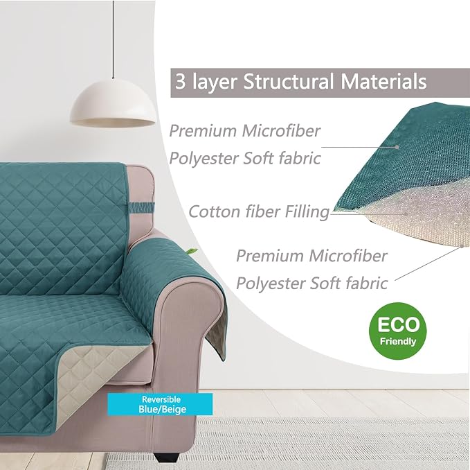 U-NICE HOME Reversible Oversized Chair Covers Quilted Water Repellent Pet - Image 5