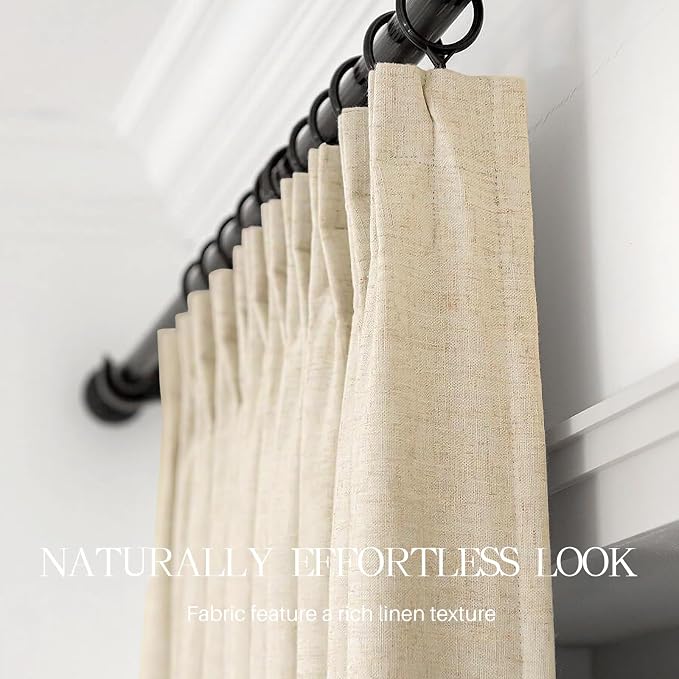 Pinch Pleated Linen Curtains 100% Blackout 108 Inches Long - Image 4