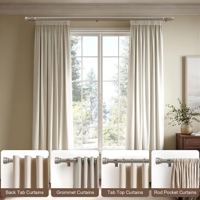 Lootkell Modern Brushed Nickel Curtain Rods - Image 5
