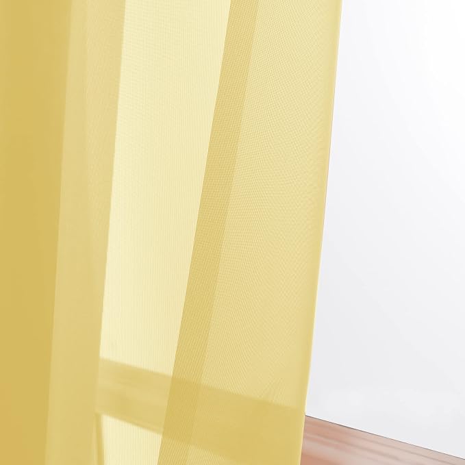 OWENIE Gold Sheer Curtains 96 Inch Length 2 Panels Set, Elegant Sheer Curtains - Image 8