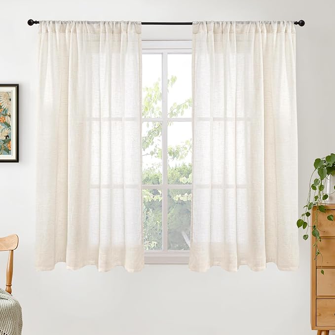 BGment Semi Sheer Linen Curtains 48 Inch Length by BGment