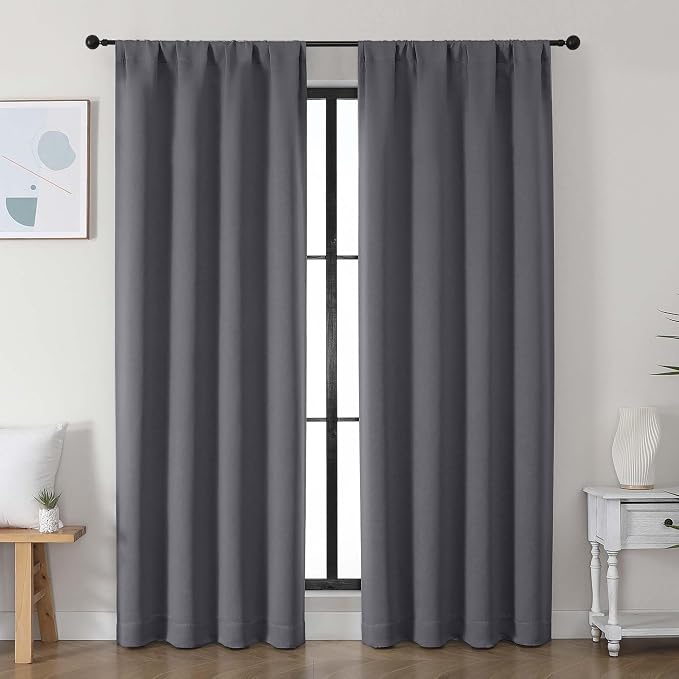 Simplebrand Ava Grey Blackout Curtains by Simplebrand