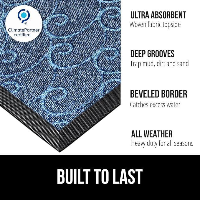 GORILLA GRIP 100% Waterproof All-Season WeatherMAX Doormat 35x23, US Designed - Image 2