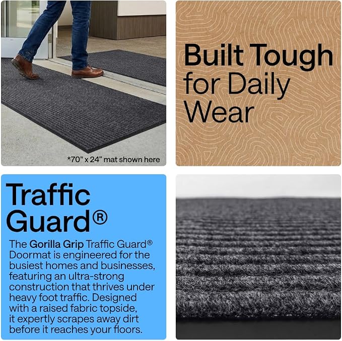 GORILLA GRIP Waterproof Traffic Guard Door Mat, 72x48 Indoor Outdoor Durable - Image 3