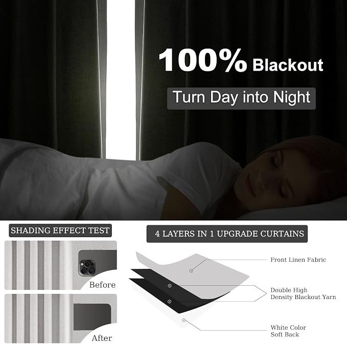 100% Blackout Curtains 70 Inch Wide 90 Inch Long - Image 6
