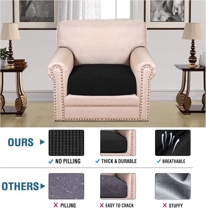 H.VERSAILTEX Stretch Couch Cushion Covers Individual Seat Sofa Chair Slipcovers - Image 2