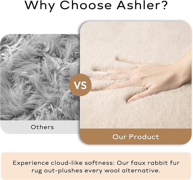 Ashler HOME DECO Ultra Soft Faux Rabbit Fur Chair Couch Cover Area Rug - Image 4