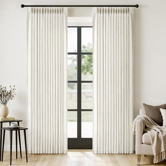 MIULEE Pinch Pleated Thick Linen Curtains 84 Inches Long 2 Panels by MIULEE