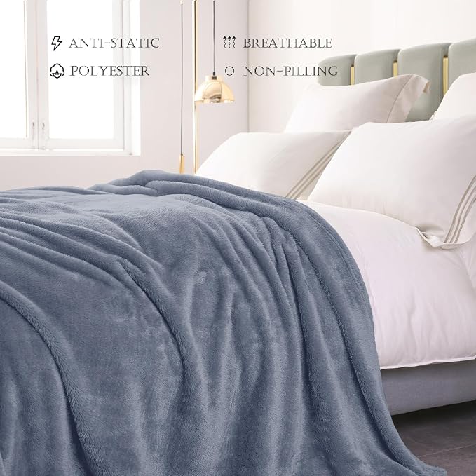 Exclusivo Mezcla Plush Fuzzy Fleece Bed Blanket Twin Size, Super Soft, Fluffy - Image 4
