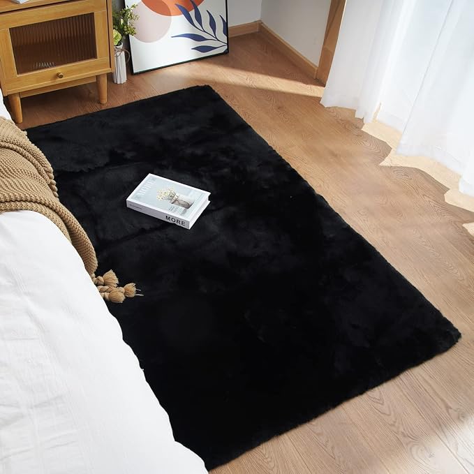 Ghouse Ultra Soft Faux Rabbit Fur Rug 3x5, Machine Washable Area Rugs - Image 2